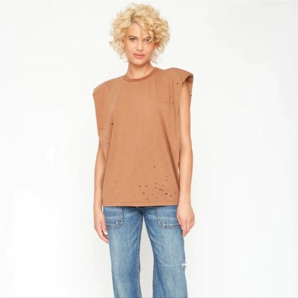 Free People -347 Sandrine Rose Shoulder Pad Tank in Burnt‎ NWT Small - Picture 1 of 14
